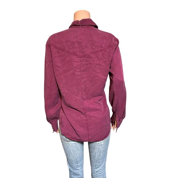 Pulp Women's shirt tencel button-down burgundy casual shirt L - Picture 3 of 6